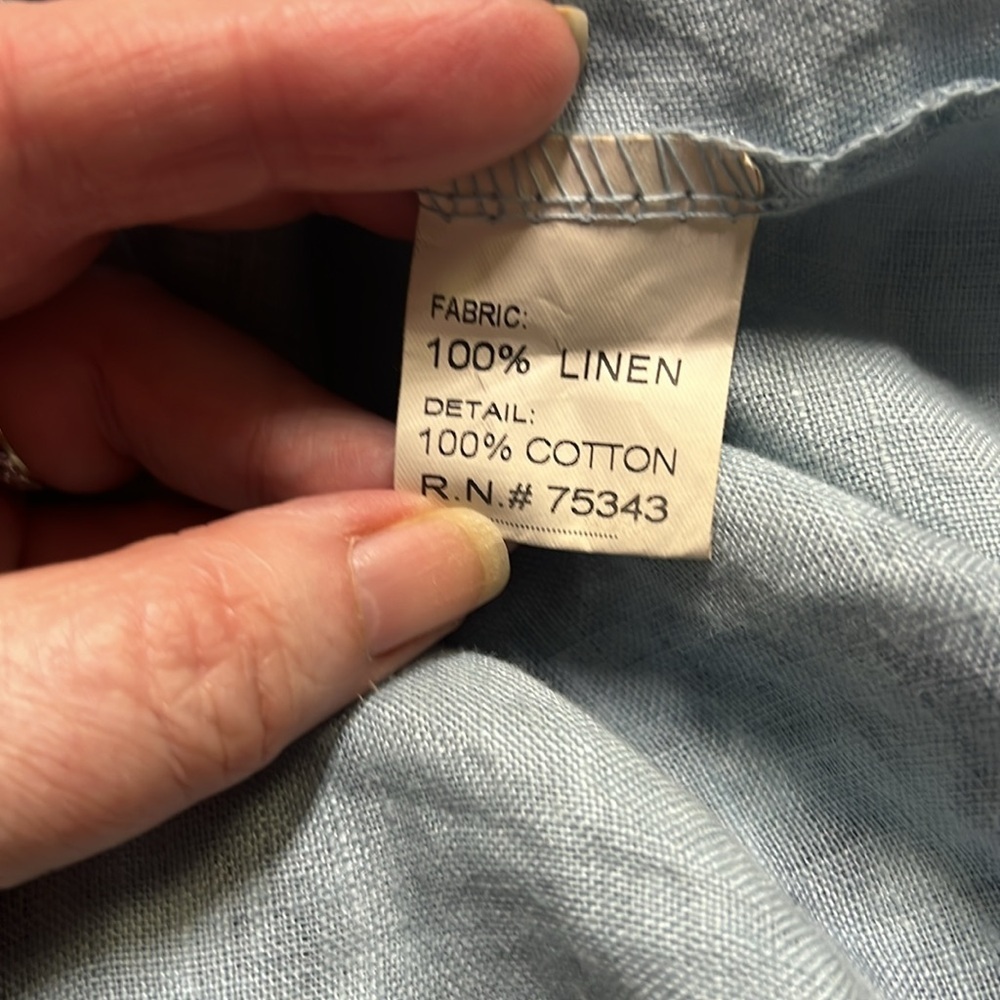 Bella Umbra Linen Patterned Blouse Blue - Picture 5 of 6